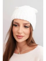 Dámská zimní čepice z vlny s ozdobným ražením K474 bílá