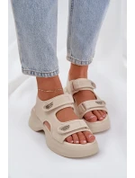 Textilní Lehká Sandály Na Platformě Světle Béžové model 21684732 - Boto Textilní Lehká Sandály Na Platformě Světle Béžové model 21684732 - Boto