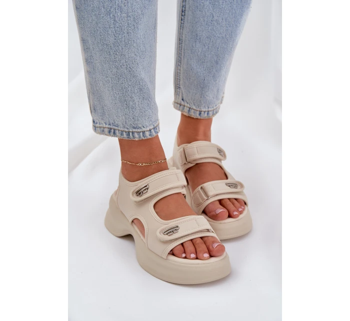 Textilní Lehká Sandály Na Platformě Světle Béžové model 21684732 - Boto Textilní Lehká Sandály Na Platformě Světle Béžové model 21684732 - Boto