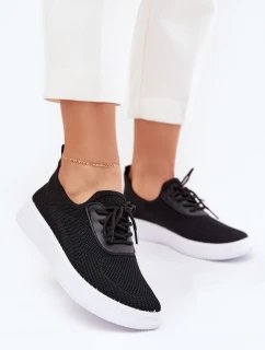 Materiálové Nazouvací Sportovní Boty Na Platformě Dámské Černé Kalyra