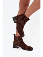 Kotníkové boty z přírodního semiše na klínu Panterka D&A JC52-852 hnědé