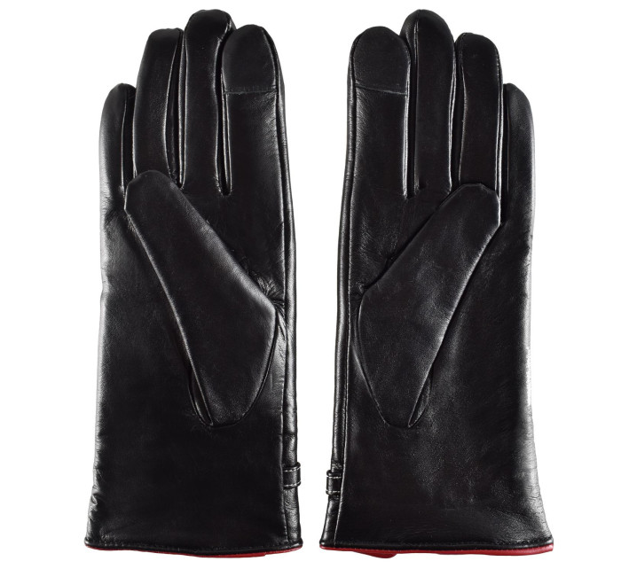 Dámské kožené antibakteriální rukavice model 16627277 Black - Semiline