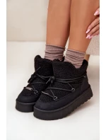 Dámské sněhule na platformě s kožešinkou (beránek) Big Star – černé Dámské sněhule na platformě s kožešinkou (beránek) Big Star – černé