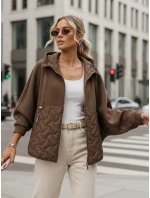 Dámská přechodná oversize bunda s kapucí hnědá FashionStreet TY5593 Dámská přechodná oversize bunda s kapucí hnědá FashionStreet TY5593