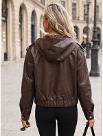 Kurtka damska skórzana z kapturem brązowa model 22341135 - FashionStreet Kurtka damska skórzana z kapturem brązowa model 22341135 - FashionStreet