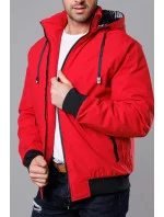 Červená pánská sportovní bunda s kapucí model 18311032 - J.STYLE Červená pánská sportovní bunda s kapucí model 18311032 - J.STYLE