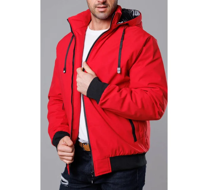 Červená pánská sportovní bunda s kapucí model 18311032 - J.STYLE Červená pánská sportovní bunda s kapucí model 18311032 - J.STYLE