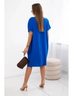 Šaty s kapsami a přívěskem chrpově modrá Šaty s kapsami a přívěskem chrpově modrá