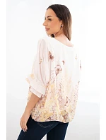 Dámská halenka s plisovaným rukávem a potiskem žlutá