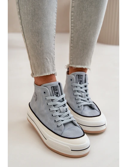 Zateplené Dámské Tenisky Na Platformě Eko Kůže Big Star model 21669567 Modré - Big Star Shoes Zateplené Dámské Tenisky Na Platformě Eko Kůže Big Star model 21669567 Modré - Big Star Shoes
