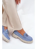 Dámské semišové mokasíny s přívěskem  Modré model 21686711 - VINCEZA