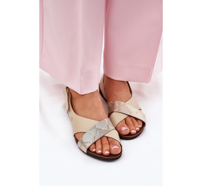 Kožené sandály na suchý zip  model 21694222 - Zazoo