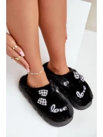 Futrzane Dámské Pantofle S Nášivkami A Mašlí Černé Linnorelia Futrzane Dámské Pantofle S Nášivkami A Mašlí Černé Linnorelia