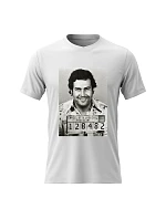 Pánské bavlněné tričko s potiskem - PABLO ESCOBAR - bílé Pánské bavlněné tričko s potiskem - PABLO ESCOBAR - bílé