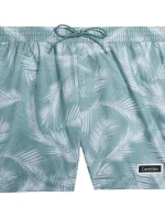 Pánské plavecké šortky se stahovací šňůrkou KM0KM00813 0H8 zelená-vzor - Calvin Klein