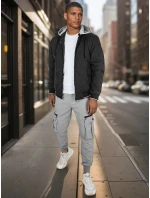 Pánská přechodná prošívaná bunda s kapucí černá FashionStreet TX5010 Pánská přechodná prošívaná bunda s kapucí černá FashionStreet TX5010