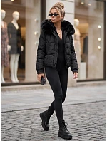 Krátká dámská zimní prošívaná bunda, černá, FashionStreet TY6037 Krátká dámská zimní prošívaná bunda, černá, FashionStreet TY6037