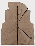 Dámská péřová vesta se stojáčkem tmavě béžová (5M3150-84)