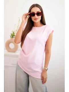 Elegantní dámská halenka s volánky a asymetrickým střihem Candy růžová