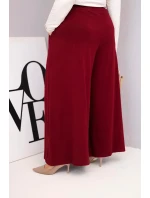 Dámské bavlněné kalhoty Plus Size s širokými nohavicemi a volným střihem bordové