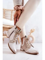 Kožené kozačky model 21576781 Světle béžová - Maciejka