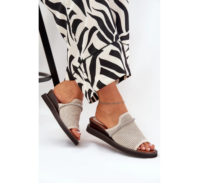 Dámské Klapky Na Klínu S Ozdobným Béžové model 21686874 - Boto Dámské Klapky Na Klínu S Ozdobným Béžové model 21686874 - Boto