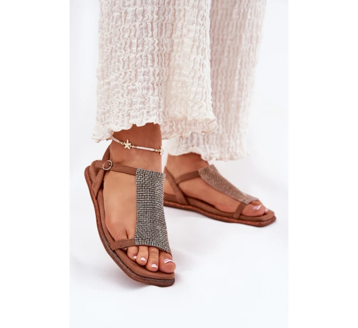 Plné Elegantní Dámské Sandály S  Hnědé model 21693526 - Artiker