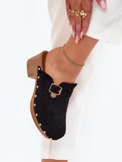 Dámské Pantofle Na Podpatku S Přezkou Černé model 21700144 - Boto