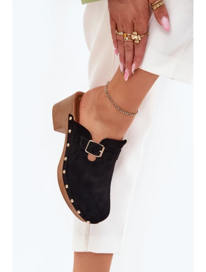 Dámské Pantofle Na Podpatku S Přezkou Černé model 21700144 - Boto