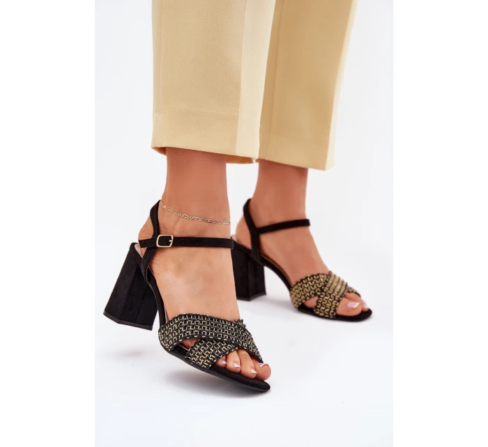 Dámské sandály na podpatku černé Almera Dámské sandály na podpatku černé Almera