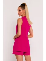 M776 Sako bez rukávů s jedním knoflíkem - fuchsiová