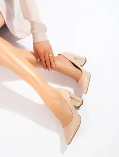 Exkluzívní hnědé dámské  lodičky na širokém podpatku