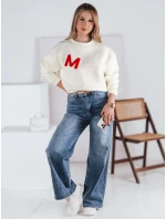 Dámská mikina oversize AVENUE ecru FashionStreet BY1353 Dámská mikina oversize AVENUE ecru FashionStreet BY1353