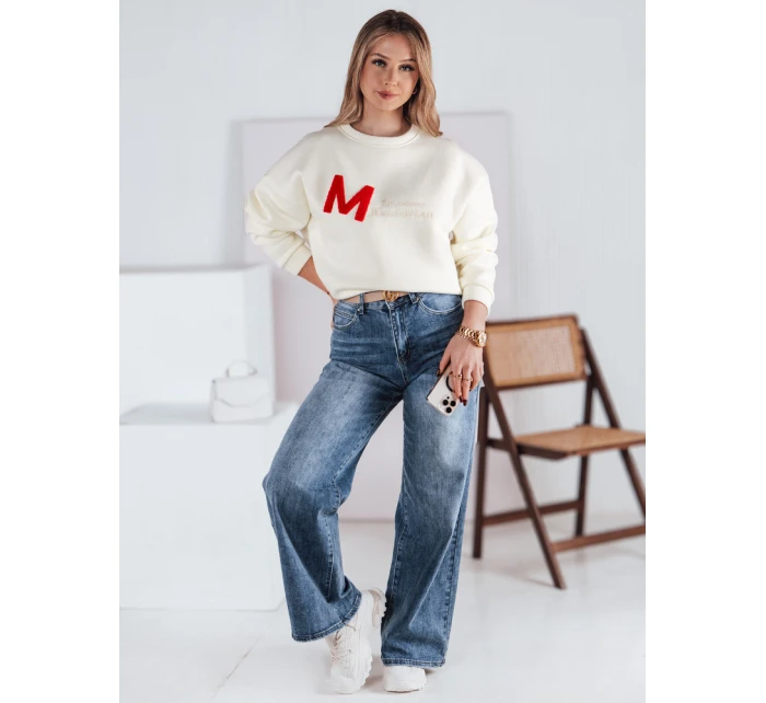 Dámská mikina oversize AVENUE ecru FashionStreet BY1353 Dámská mikina oversize AVENUE ecru FashionStreet BY1353