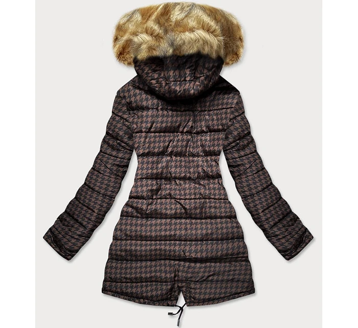 Dámská oboustranná zimní bunda tmavě modrá a hnědá (w557big)