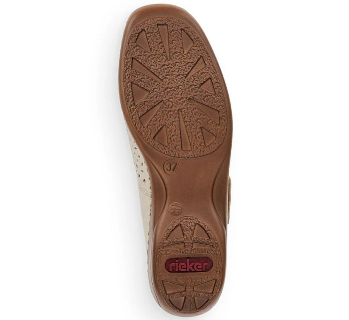 Dámská kožená prolamovaná obuv na suchý zip béžové barvy Rieker 41399-14