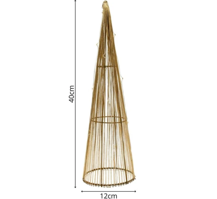 VÁNOČNÍ STROMEK DEKORATIVNÍ ZLATÝ VEDL TEPLÁ BÍLÁ 40CM