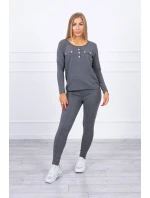 Sada s knoflíkovým výstřihem grafitová