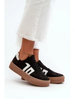 Dámské kožené tenisky na platformě černé Zazoo N1095S2 Dámské kožené tenisky na platformě černé Zazoo N1095S2