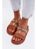 Dámské platformové sandály s pásky a zlatým detailem Camel Tahlia