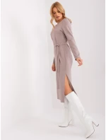 Sukienka LK SK model 19069217 ciemny bezowy - FPrice Sukienka LK SK model 19069217 ciemny bezowy - FPrice
