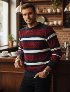 Pánský pruhovaný červený svetr FashionStreet WX2264