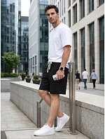 Pánské černé teplákové kraťasy FashionStreet SX2632 Pánské černé teplákové kraťasy FashionStreet SX2632