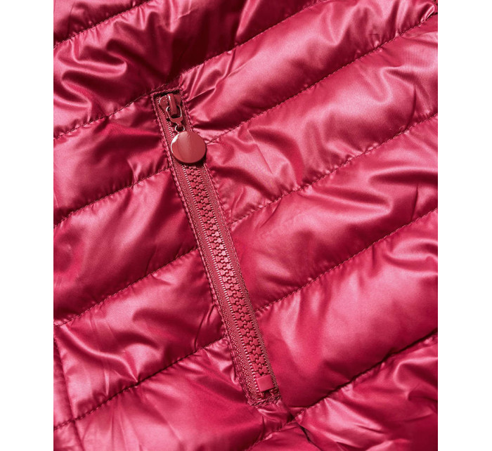 Oboustranná červená dámská bunda "beránek" (H-989-25)
