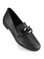 W černá kožená polobotka na řetízku model 19554593 - Rieker