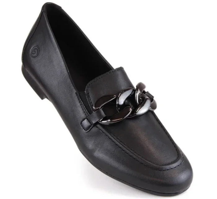 W černá kožená polobotka na řetízku model 19554593 - Rieker