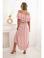 Dámské šaty model 21193104 s delším zadním dílem tmavě růžová - K-Fashion