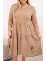 Dámská bavlněná sukýnka Plus Size s volánky a ohrnutým rukávem camelová Dámská bavlněná sukýnka Plus Size s volánky a ohrnutým rukávem camelová