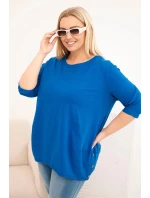 Dámská blůza Plus Size z bavlny s ozdobnými knoflíky a ohrnutými rukávy model 21808731 - K-Fashion Dámská blůza Plus Size z bavlny s ozdobnými knoflíky a ohrnutými rukávy model 21808731 - K-Fashion