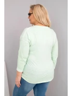 Dámská blůza Plus Size s potiskem Love You More mentolová